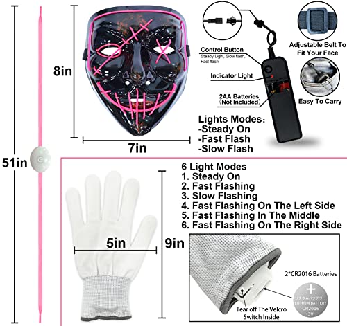 Halloween LED Mask Light Up Gloves and Glow Shoelaces D4295