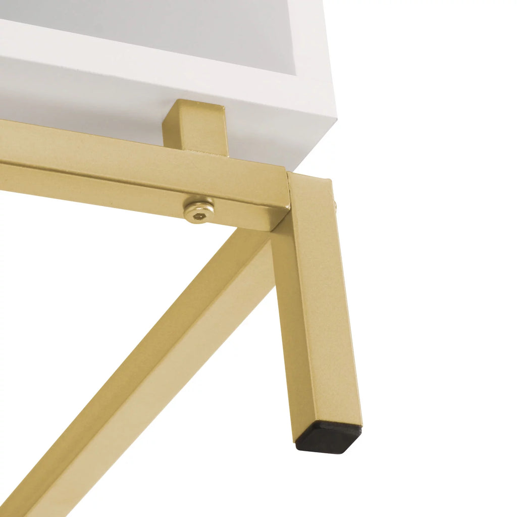 White Modern Rectangle 1-Drawer Wood Nightstand G4950