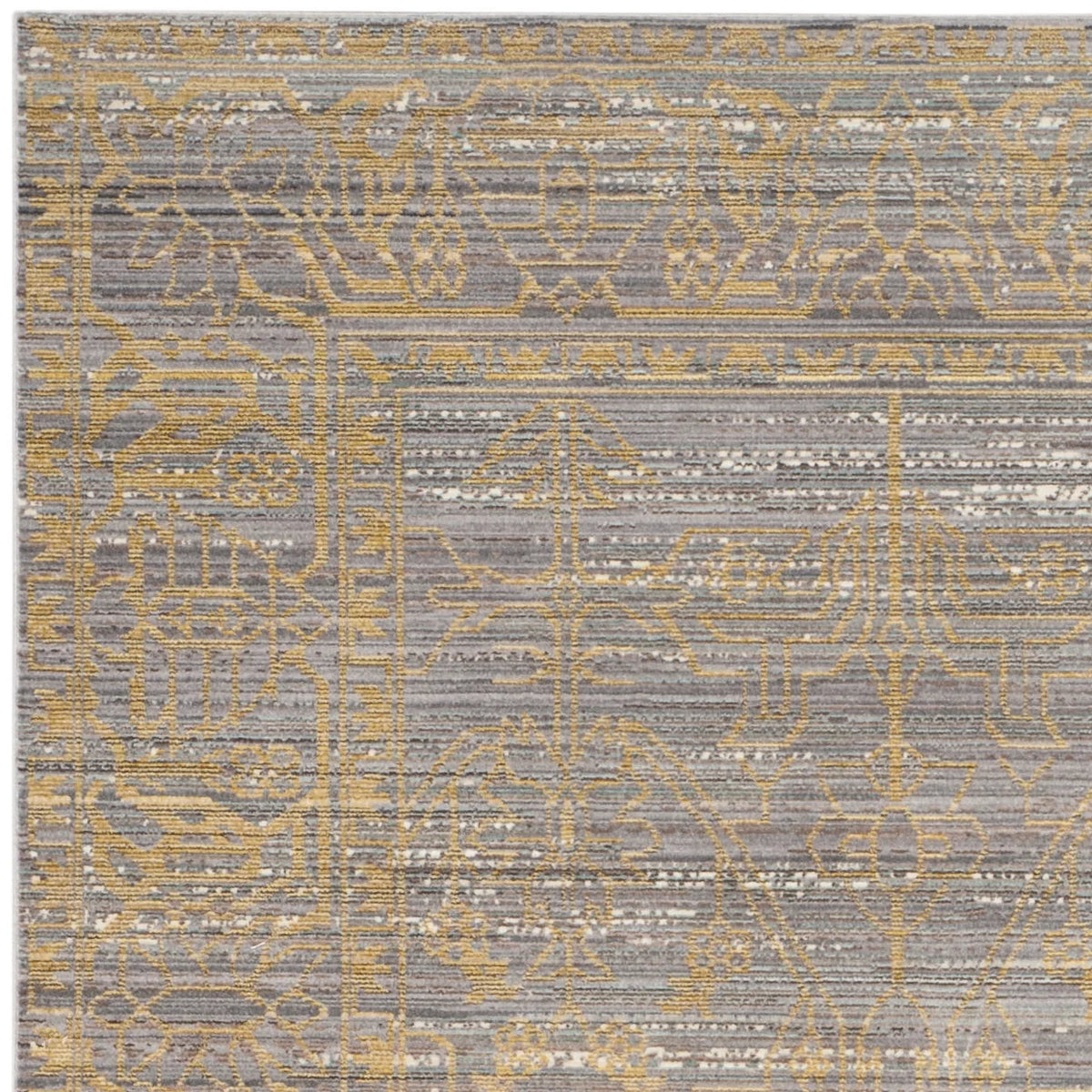 Grey/Gold Polyester Area Rug 3' x 5' K324139