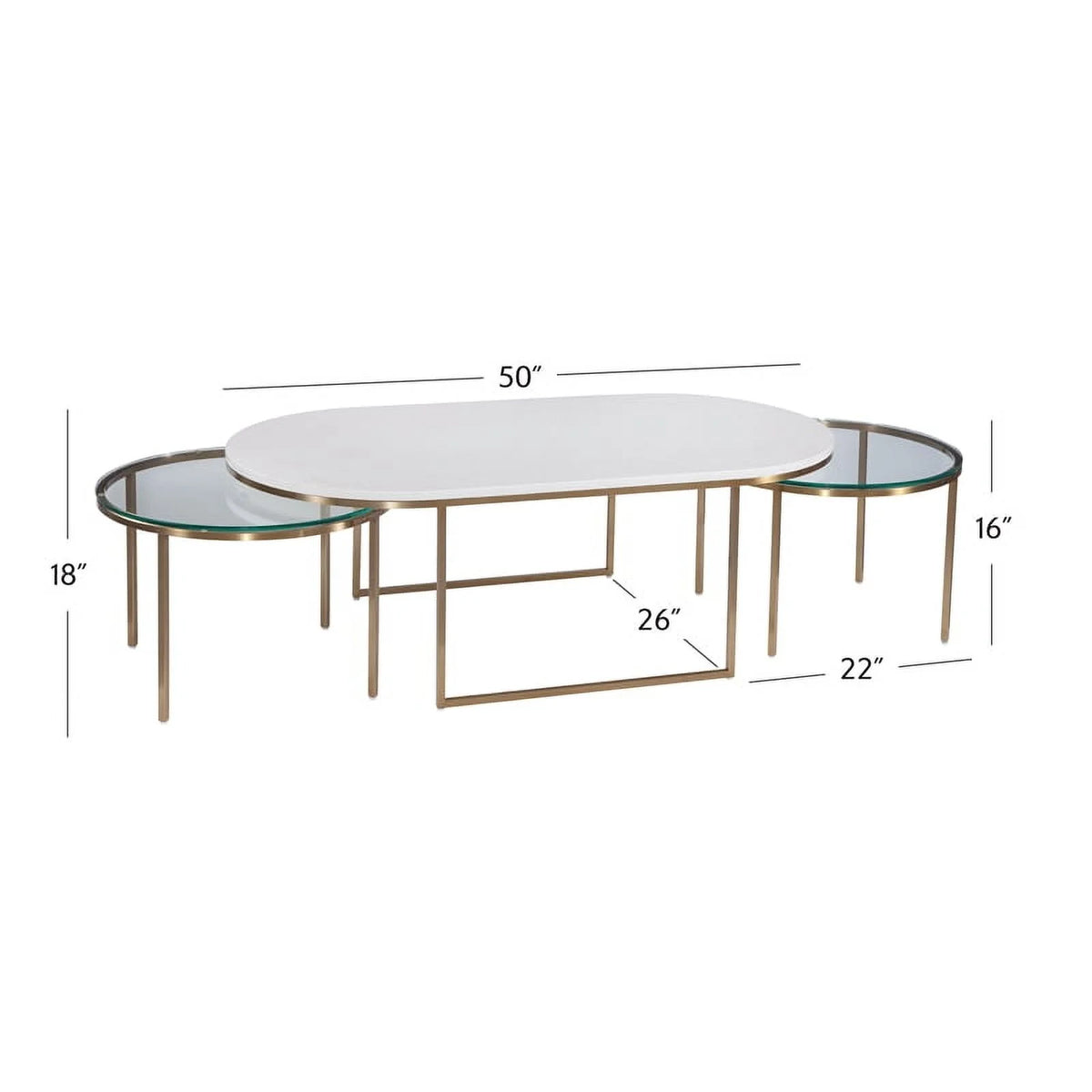 Gold Metal and White Terrazzo Nesting Cocktail Table V4291
