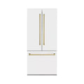 36 in. 3-Door French Door Refrigerator with Champagne Bronze Handles in White Matte Y56464