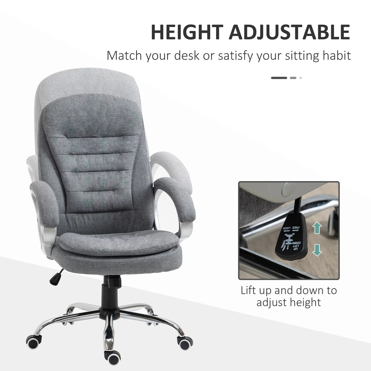 Grey Executive Chair with Adjustable Height E278