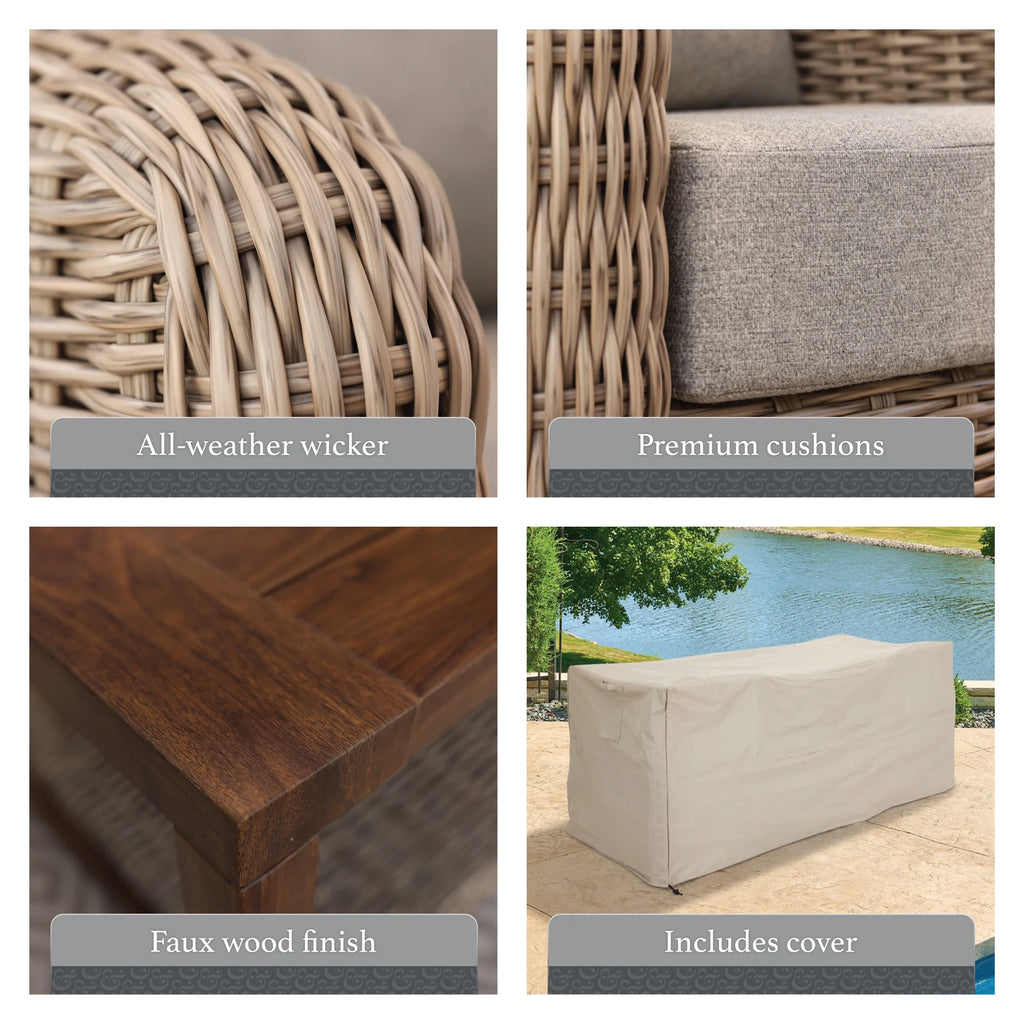 2 Piece Outdoor Sofa and Coffee Table Set with Gray Cushions L715998