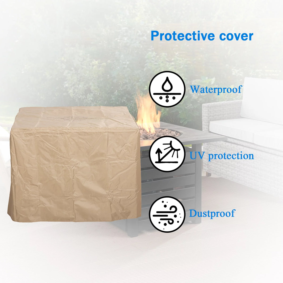 32" Gas Fire Pit Table 50,000 BTU with Waterproof Cover E5120