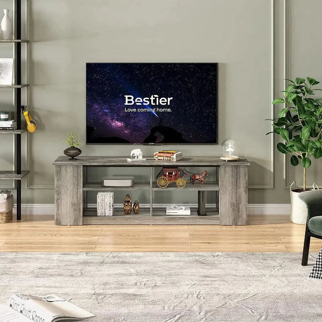 55 inch 3-Tier TV Stand with 8 Adjustable Storage Units Grey M850