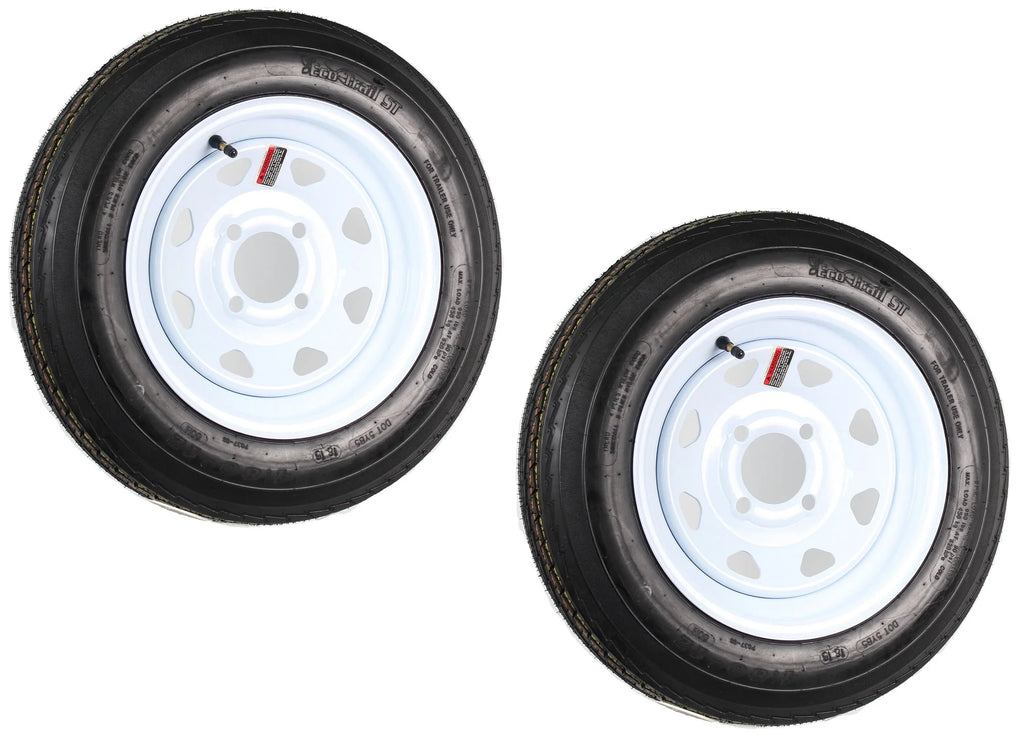 2-Pack Trailer Tire On Rim 4.80-12 12 in. Load C 4 Lug White Spoke Wheel Z58587
