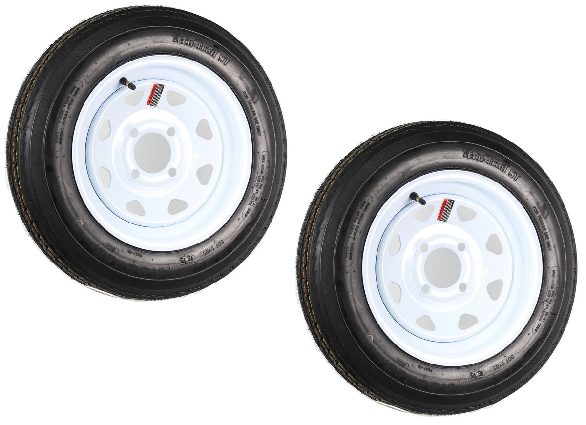 2-Pack Trailer Tire On Rim 4.80-12 12 in. Load C 4 Lug White Spoke Wheel Z58587