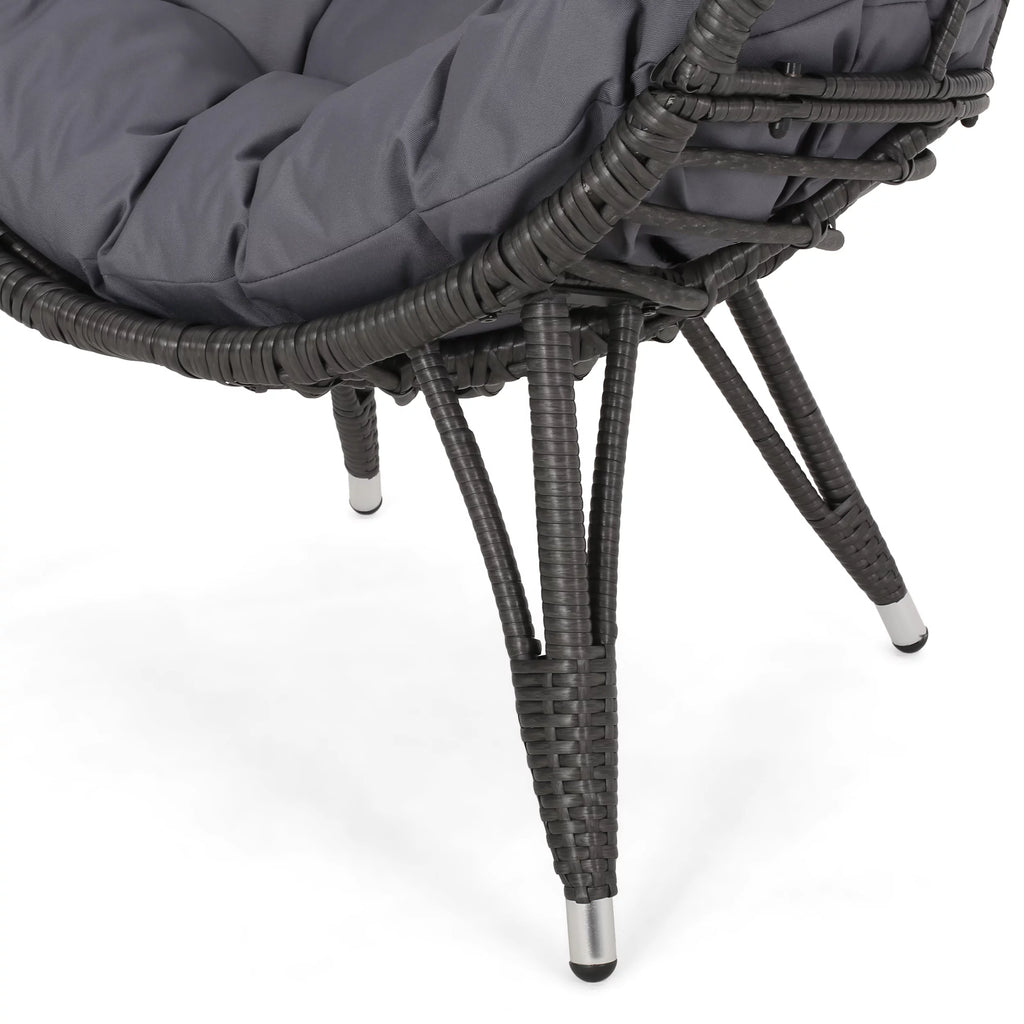 Outdoor Wicker Teardrop Chair in Gray and Dark Gray B581573