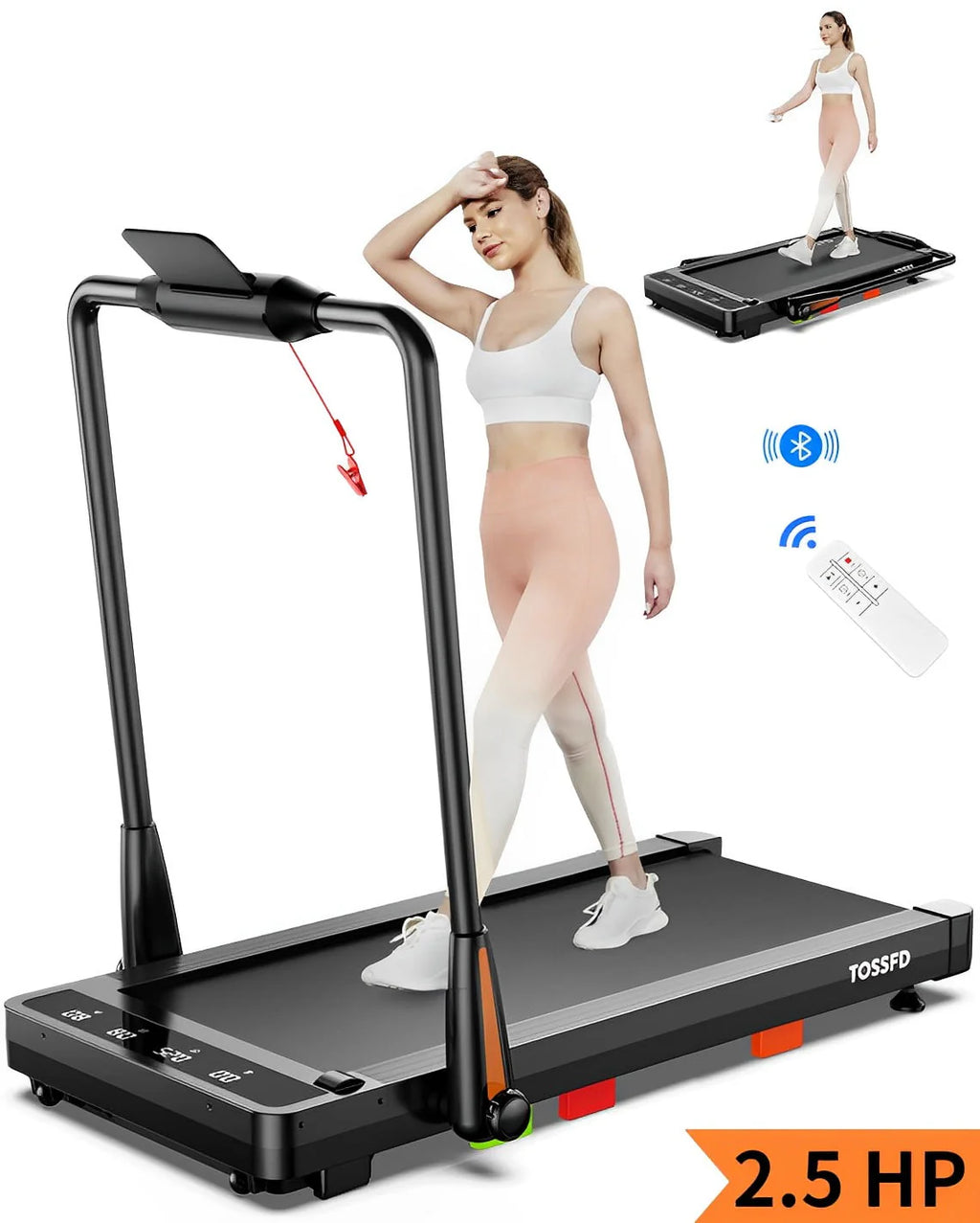 Black 2.5HP Folding Treadmill B514772