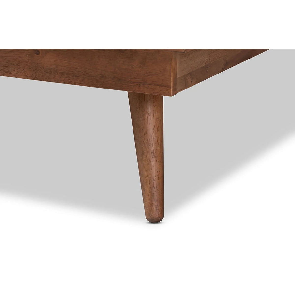 Walnut Brown Wood and Synthetic Rattan Full Size Platform Bed J326