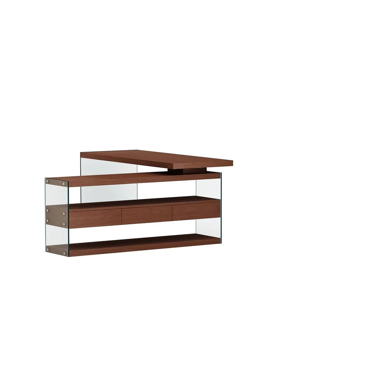 Rotatable Wooden Desk with 3 Drawers and 3 Shelves F7622