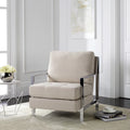 Beige Tufted Linen Accent Chair W442