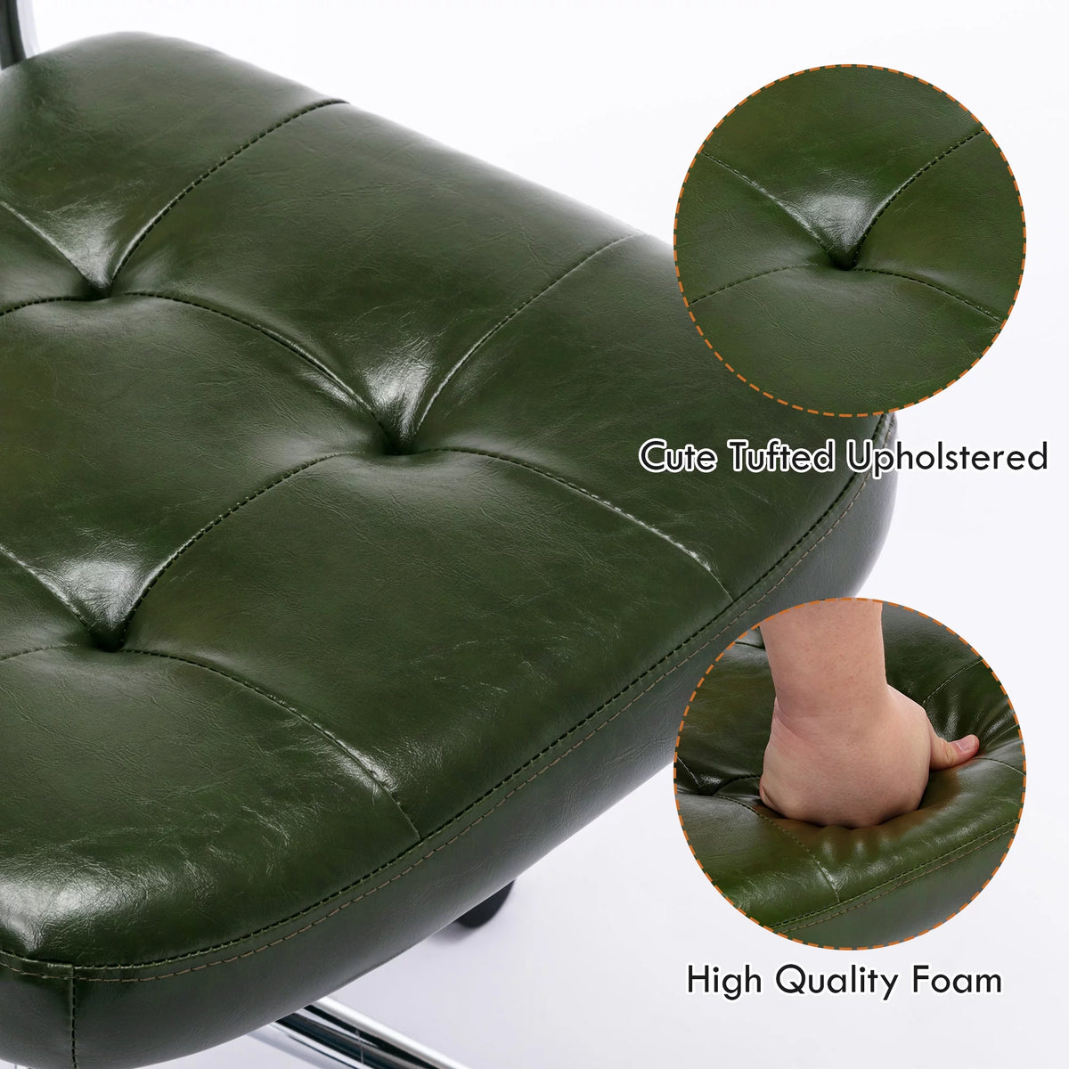 Green Faux Leather Swivel Office Chair with Arms T35371