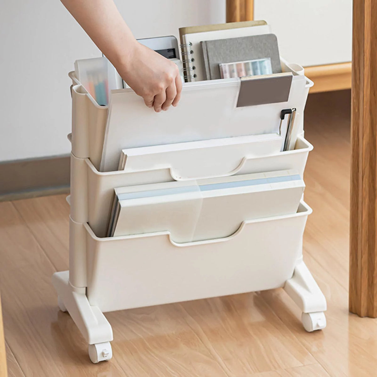 3 Tier Rolling Bookshelf with Caster Wheels X405983