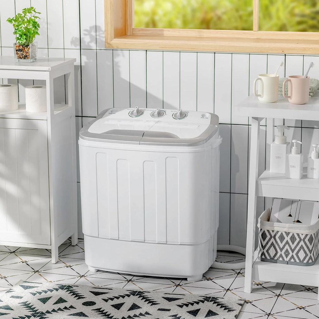 Portable Semi-Automatic Twin Tub Wash Machine Black T8486