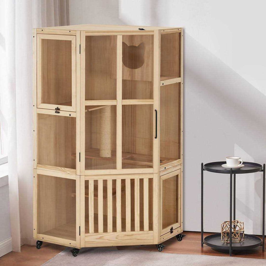 Large Corner Cat House with Scratching Post F2644