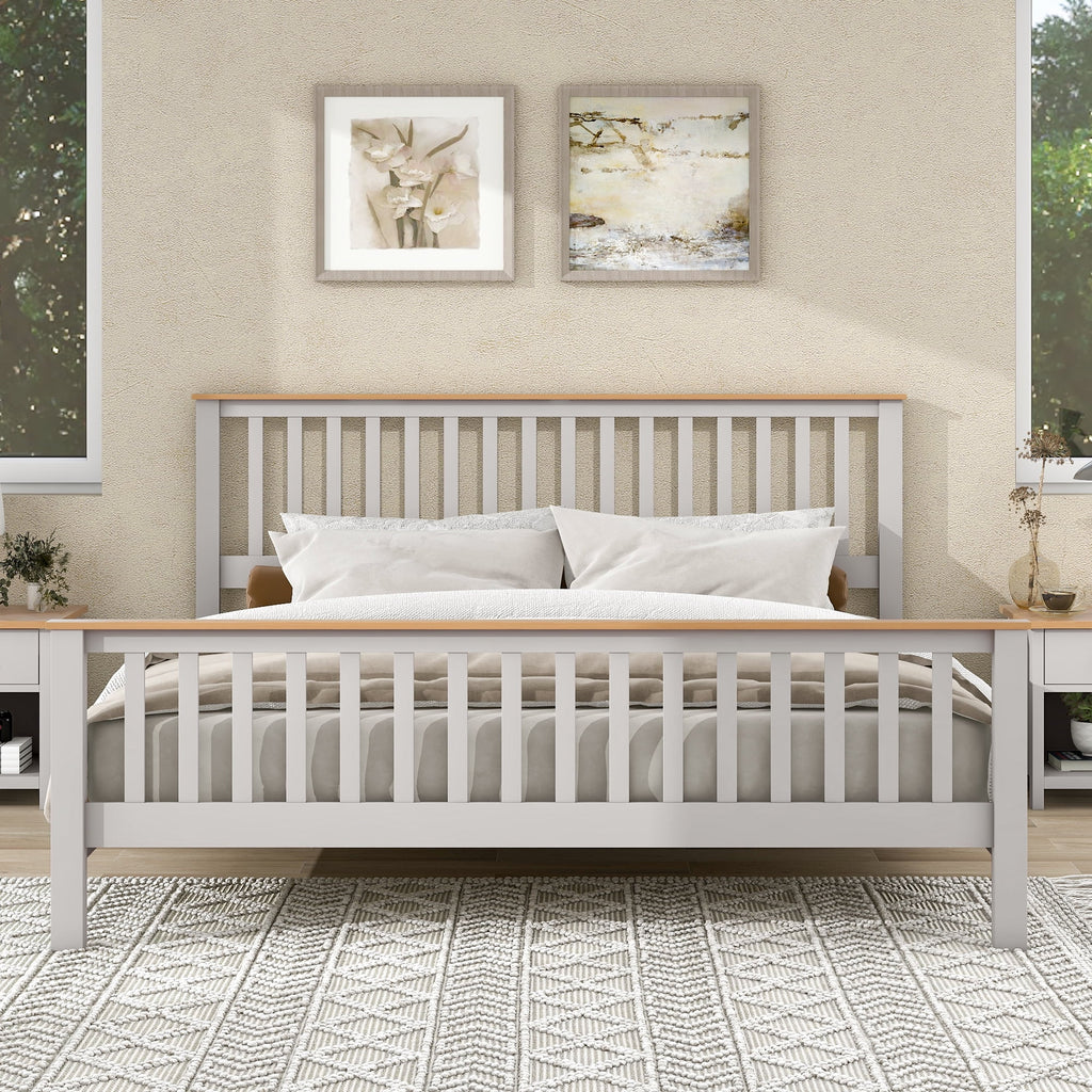 Gray Solid Platform Bed King H64900