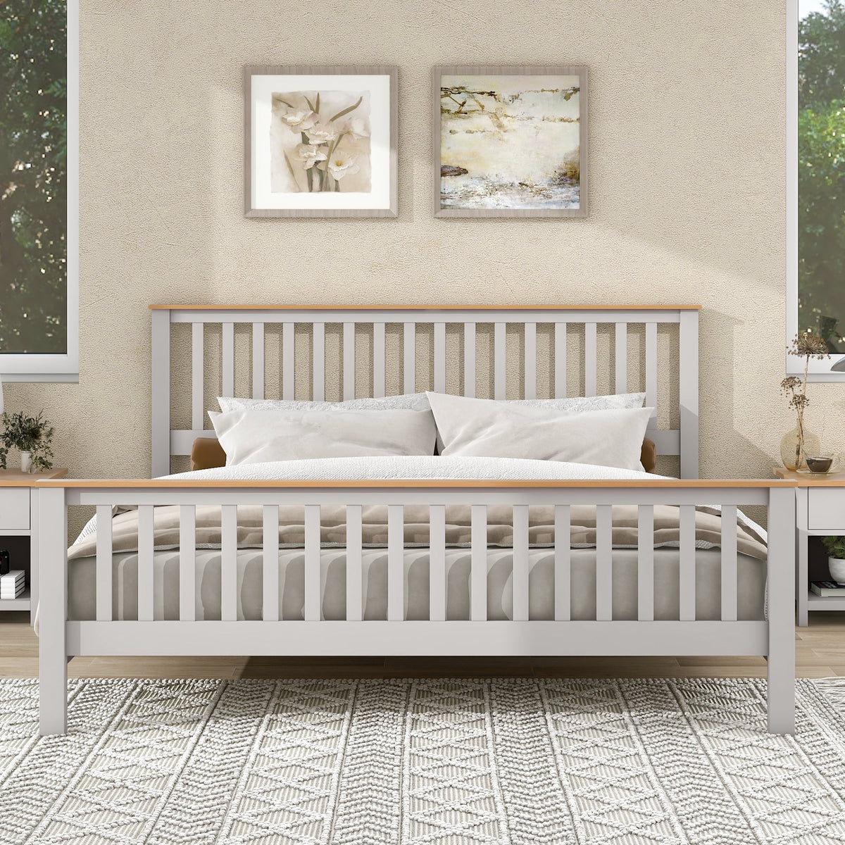 Gray Solid Platform Bed King H64900