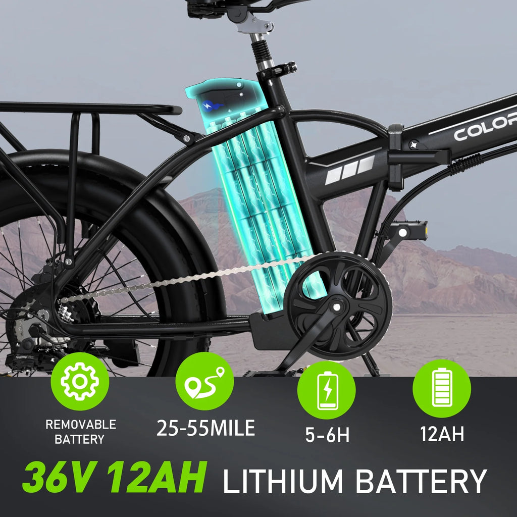 20" Fat Tire Foldable Electric Bike with 500W Battery J20338