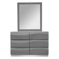 Gray High Gloss Poplar Wood Dresser and Mirror Set P997398