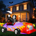 8ft Long Halloween Inflatable Grim Reaper Driving Car with Build-in LEDs H279023