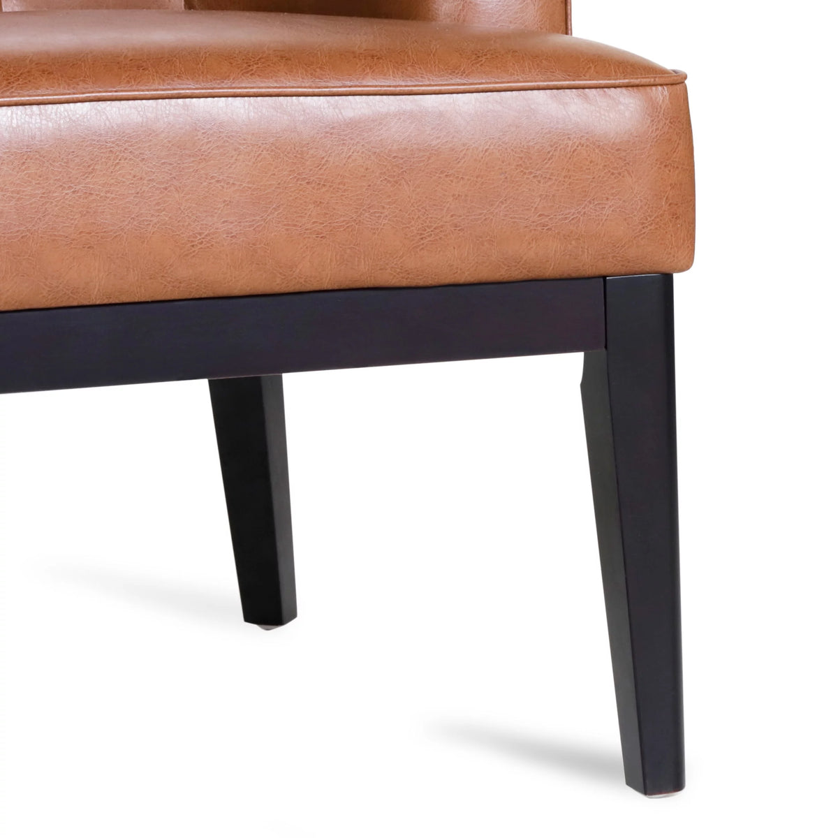 Cognac Brown and Dark Brown Faux Leather Tufted Club Chair D739