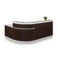 Glass Top Reception Desk Mahogany Laminate Silver F3850