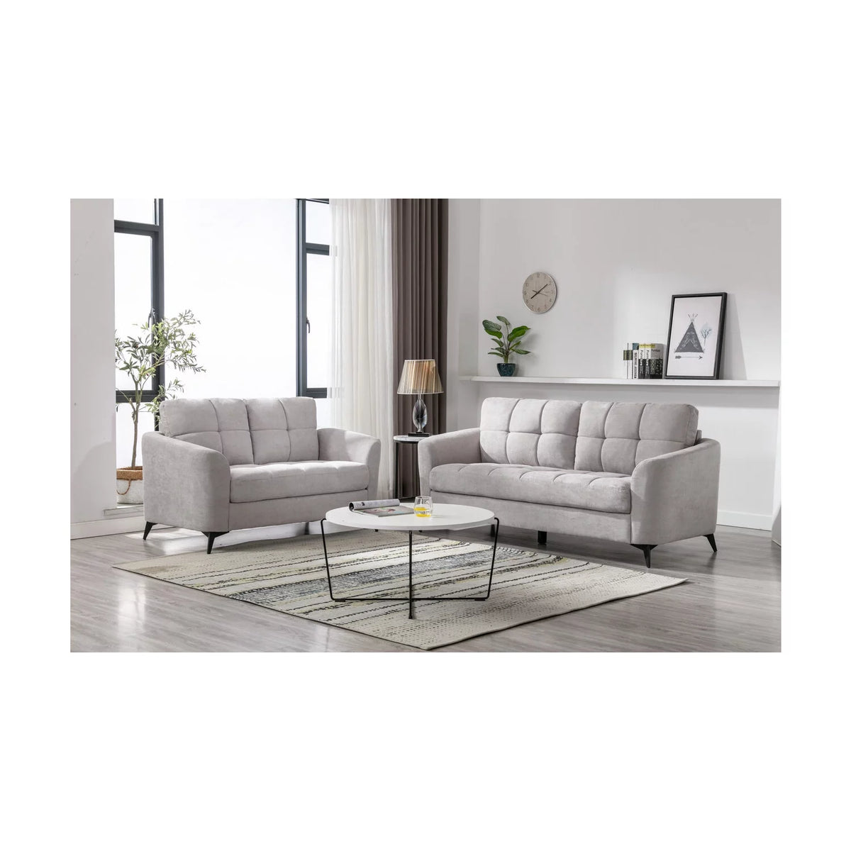Linen Fabric Sofa Loveseat P7370