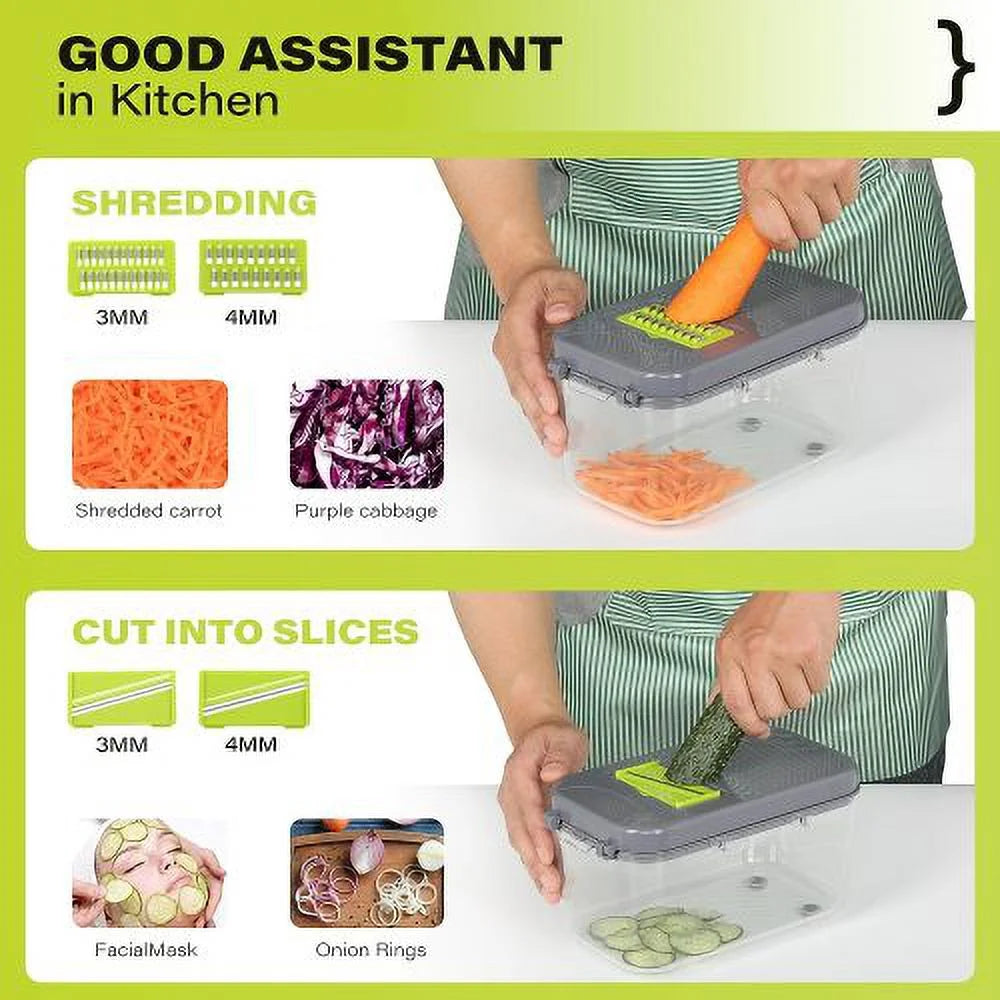 Vegetable Chopper with Container 22-in-1 13 Blades W739268