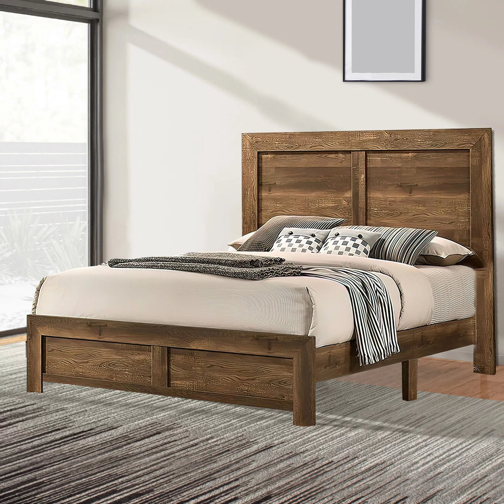 Wooden Queen Bed with Grain Details N2828