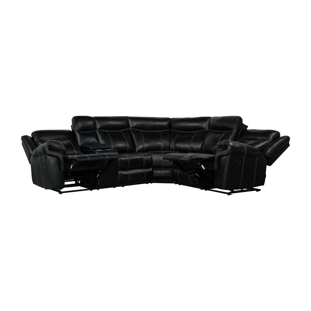 Black Manual Recliner with Cup Holder and Storage I82228