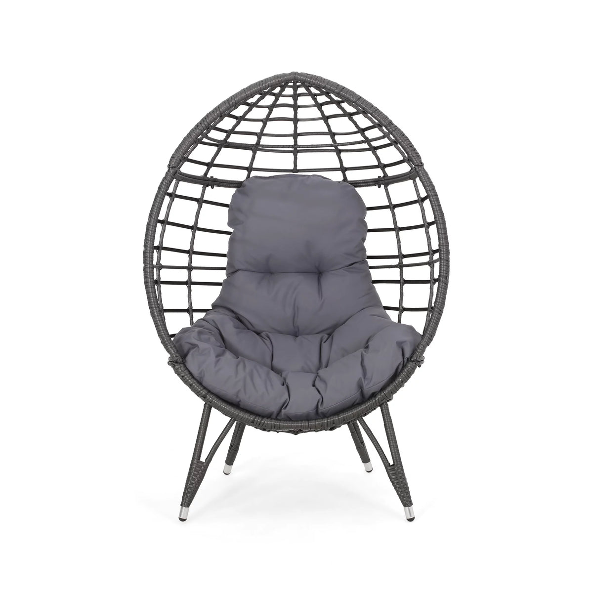 Outdoor Wicker Teardrop Chair in Gray and Dark Gray B581573