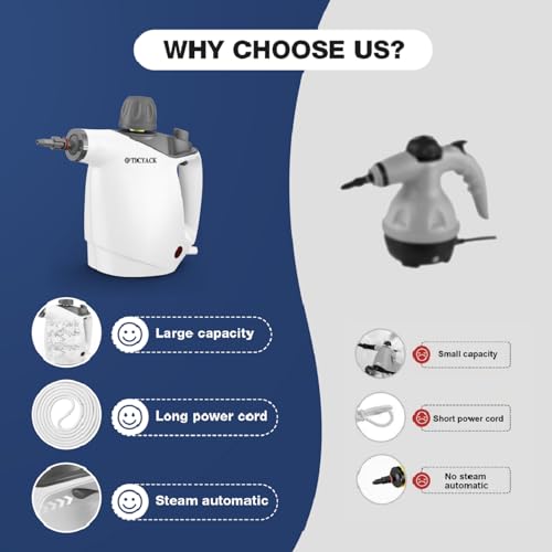 Handheld Steam Cleaner with 16 PCS Accessory & Safety Lock, 500ML White J79460