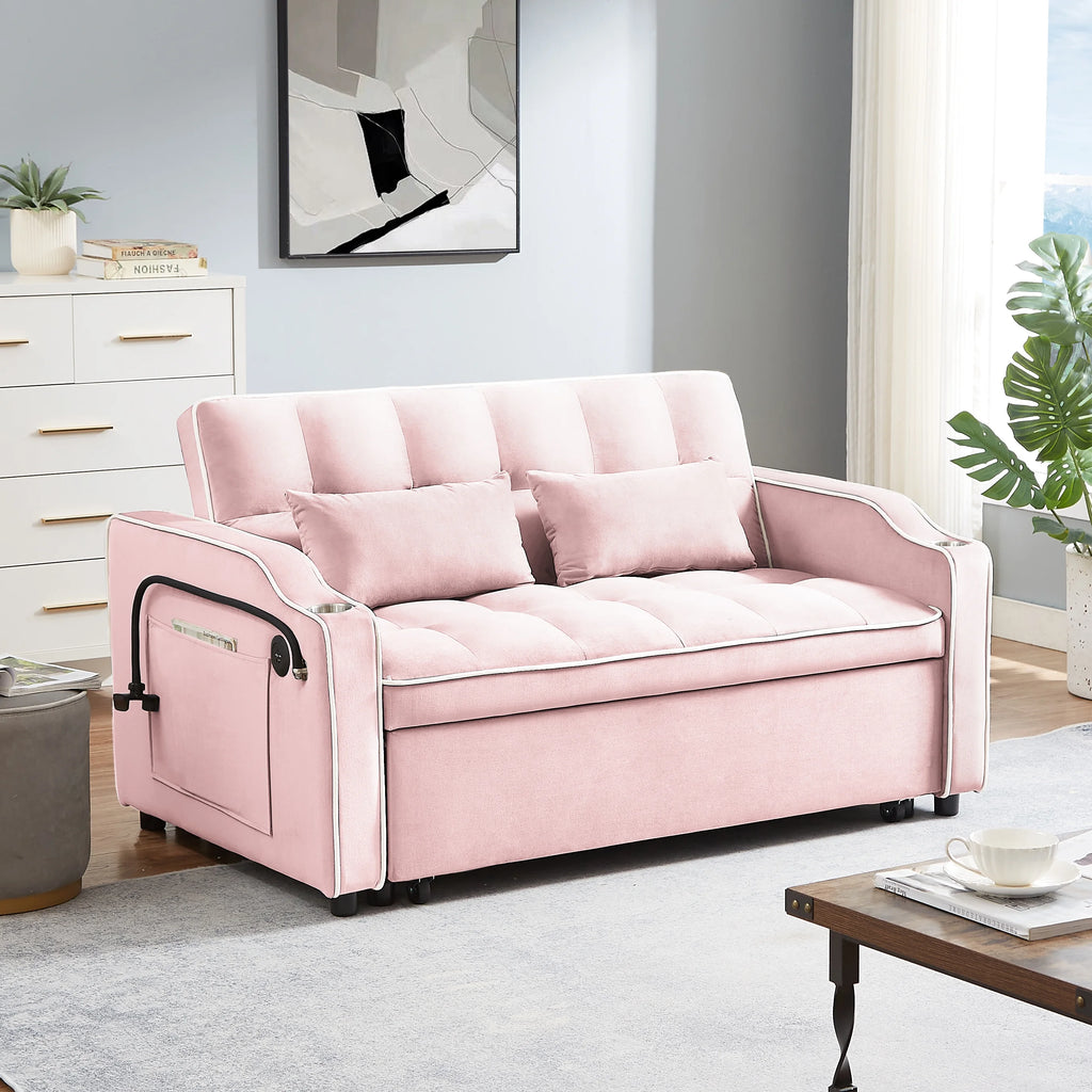 Pink Convertible Sleeper Sofa Chair Bed E34771