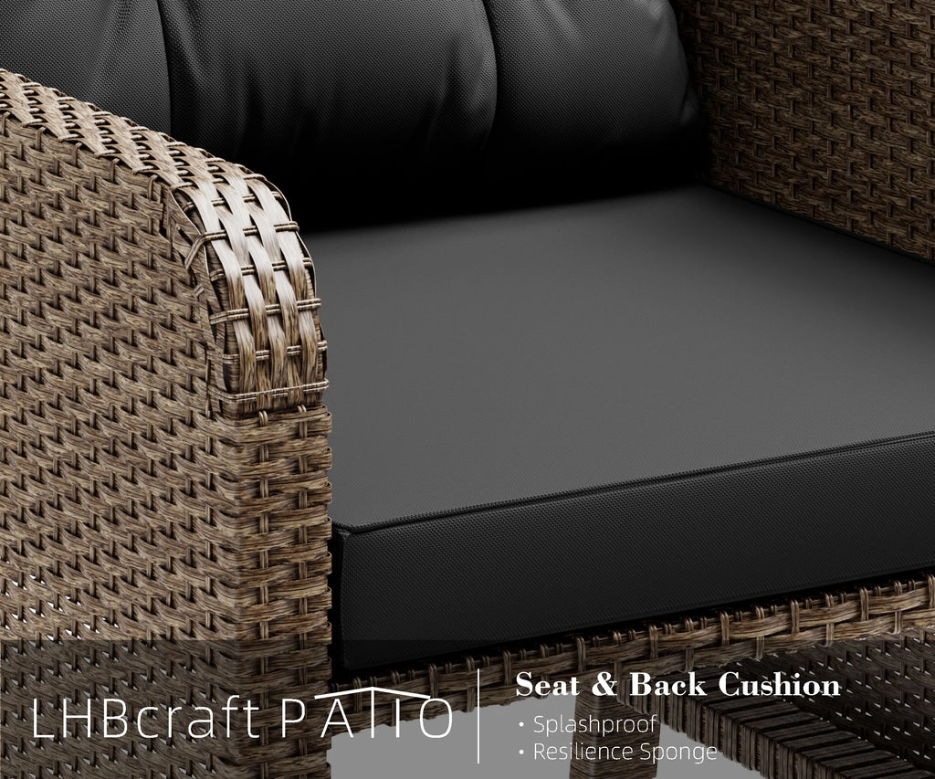 5 Piece PE Wicker Rattan Patio Conversation Set F436