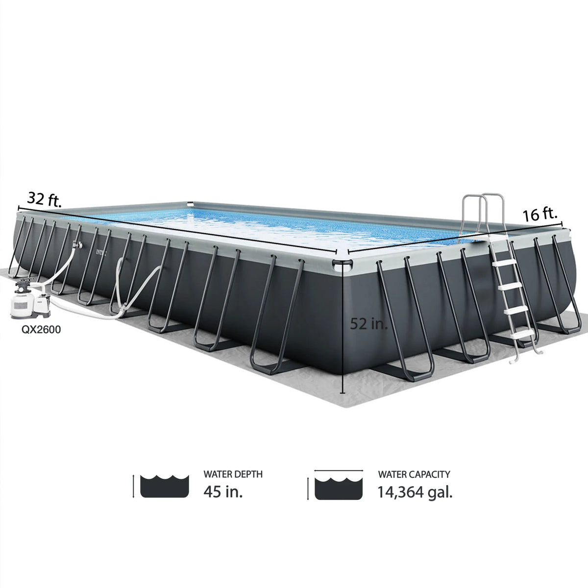 Rectangular Above Ground Swimming Pool Set E2626