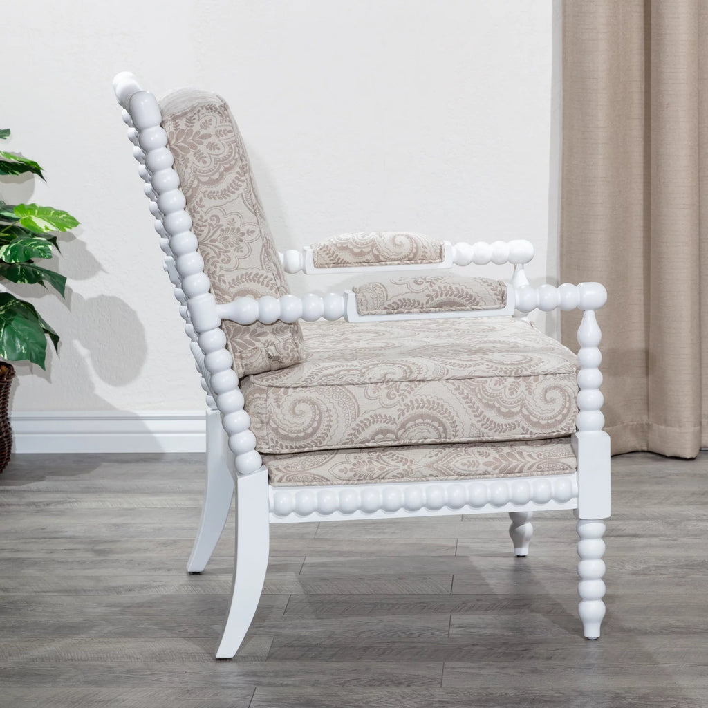Spindle Chair White/Taupe Paisley N450969