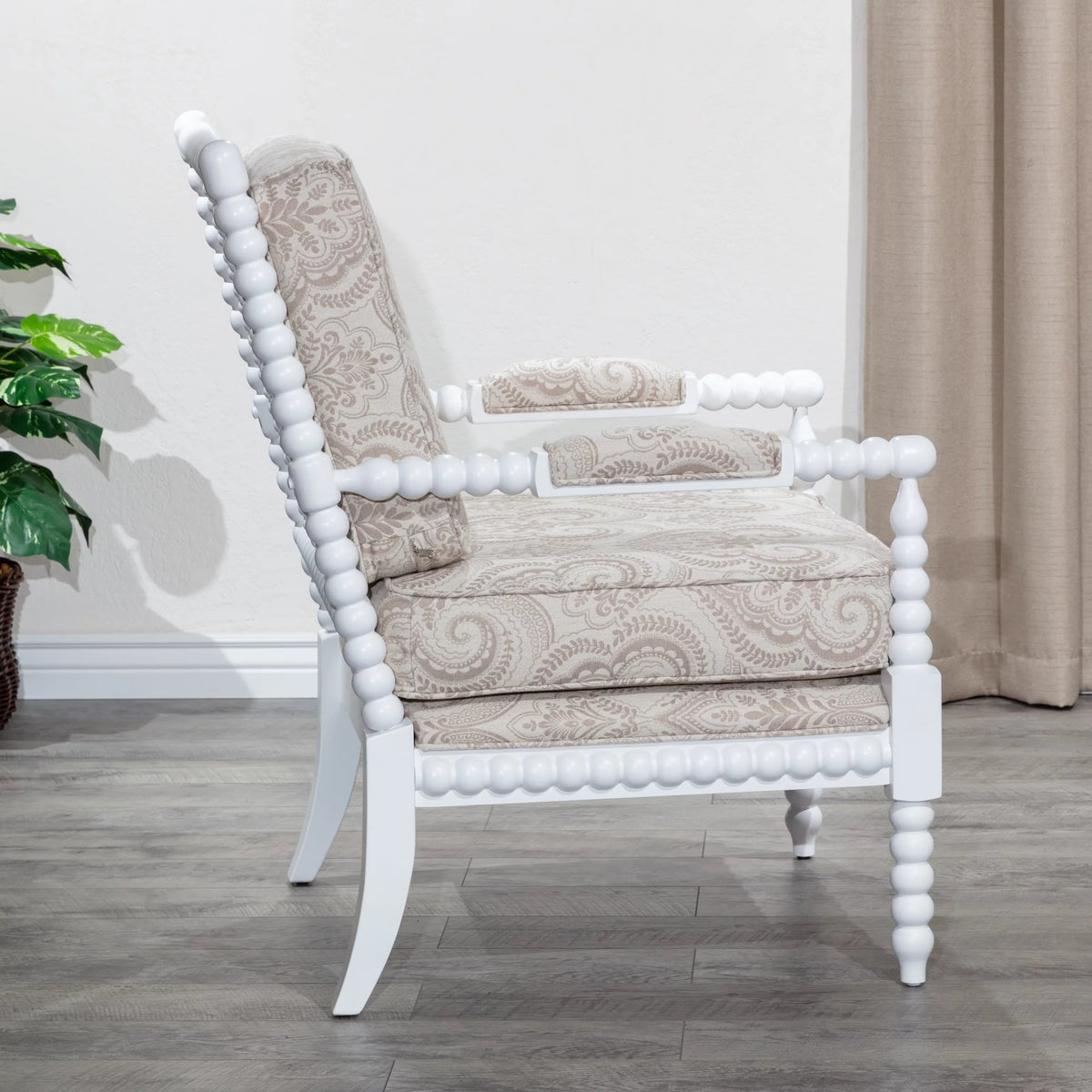 Spindle Chair White/Taupe Paisley N450969