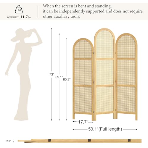Pine Wood 5.6 Ft 3 Panels Room Divider O54227