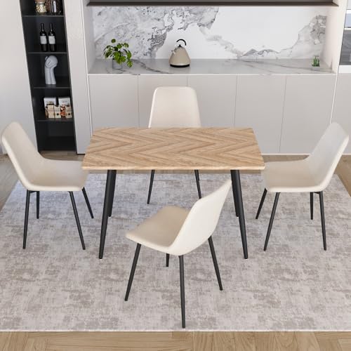 Dining Table and Chairs Set with 4 Fabric Chairs V532312