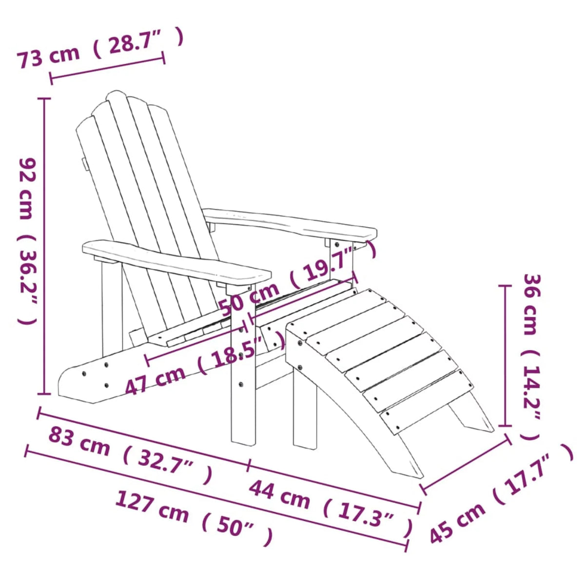 HDPE Outdoor Fire Pit Chair with Footstool A67024
