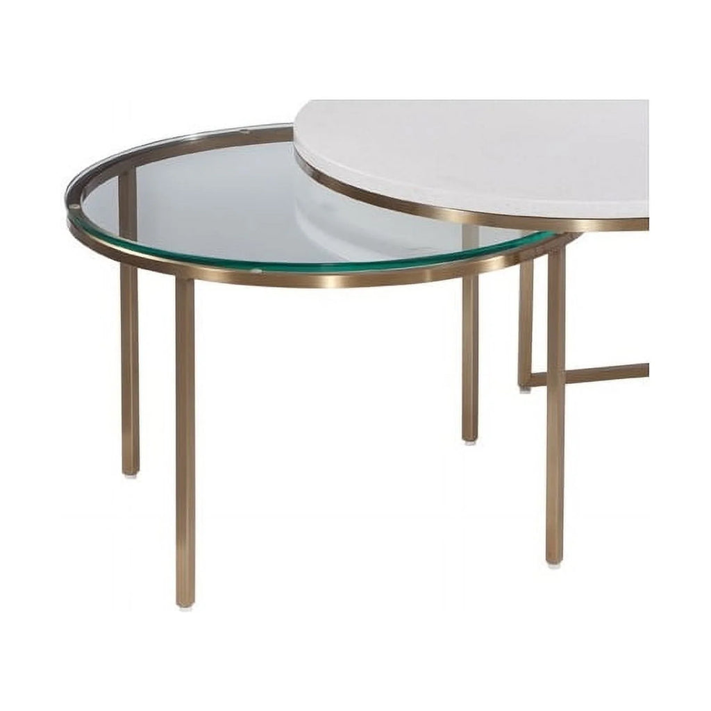 Gold Metal and White Terrazzo Nesting Cocktail Table V4291