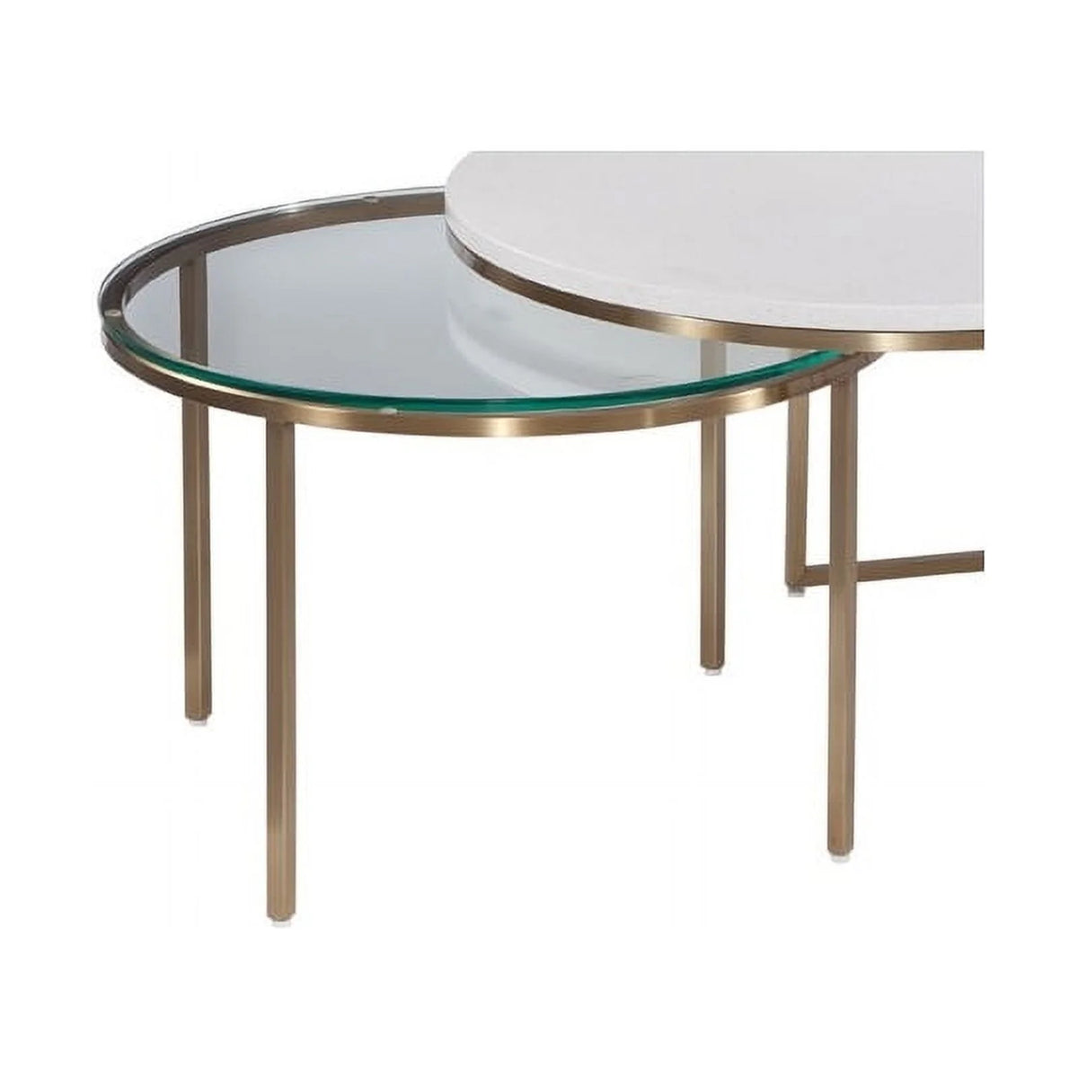 Gold Metal and White Terrazzo Nesting Cocktail Table V4291