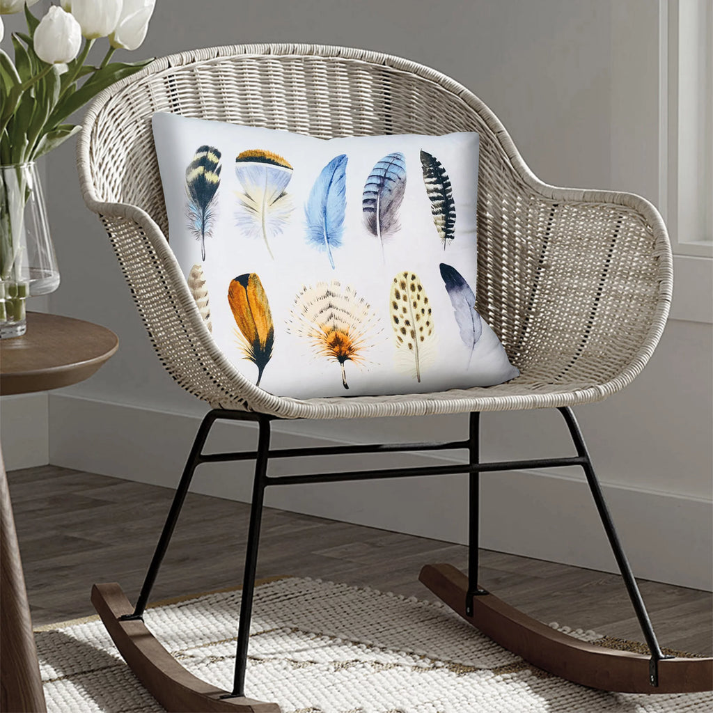 White Multicolor Cotton Throw Pillow L276