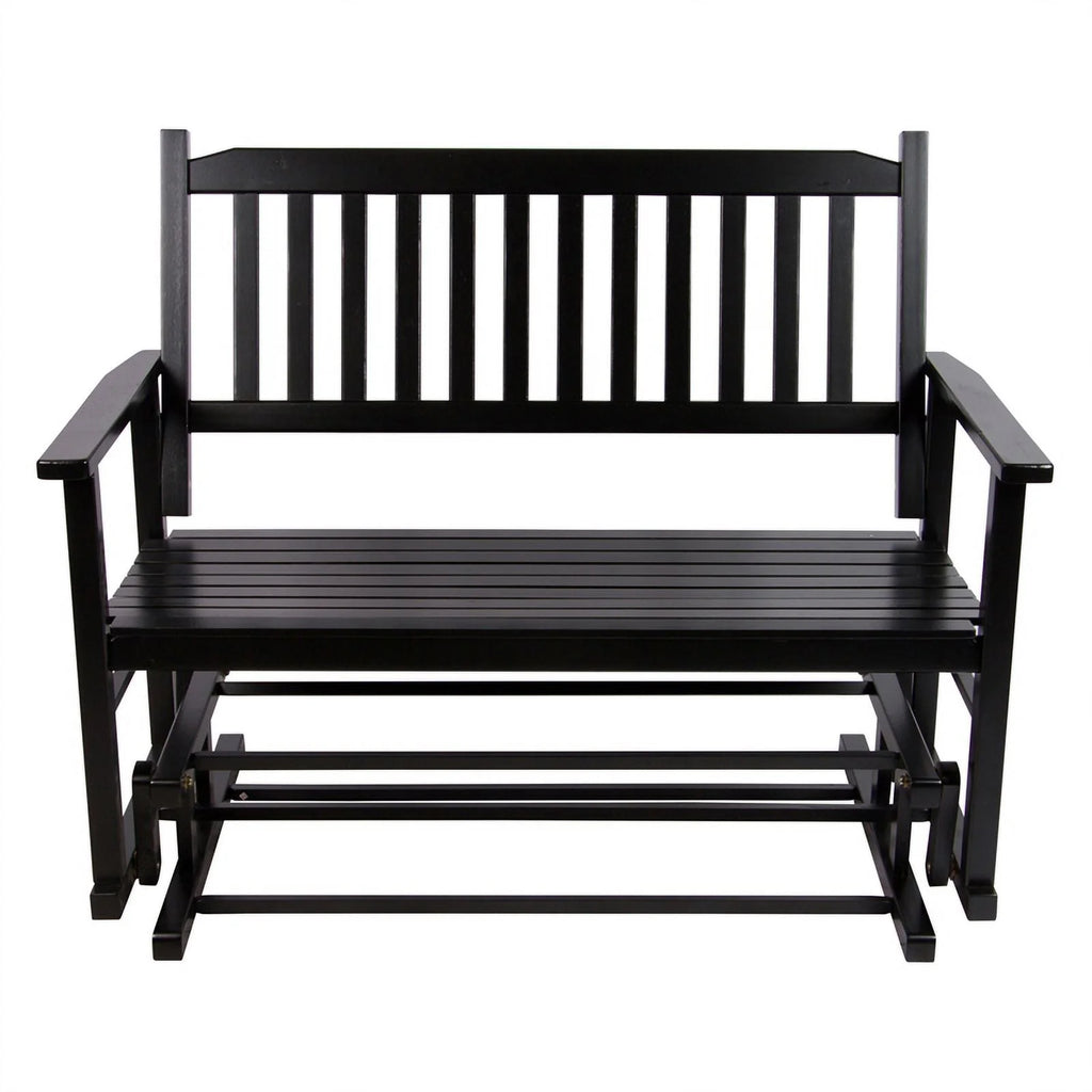 Black Hardwood Outdoor Glider Loveseat W916